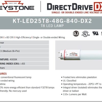 KT-LED25T8-48G-850-DX2-CP Keystone T8s with 5000K